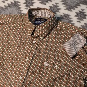 Wrangler George Strait Collection Geometric Print Shirt XL MGSE834 Orange Olive